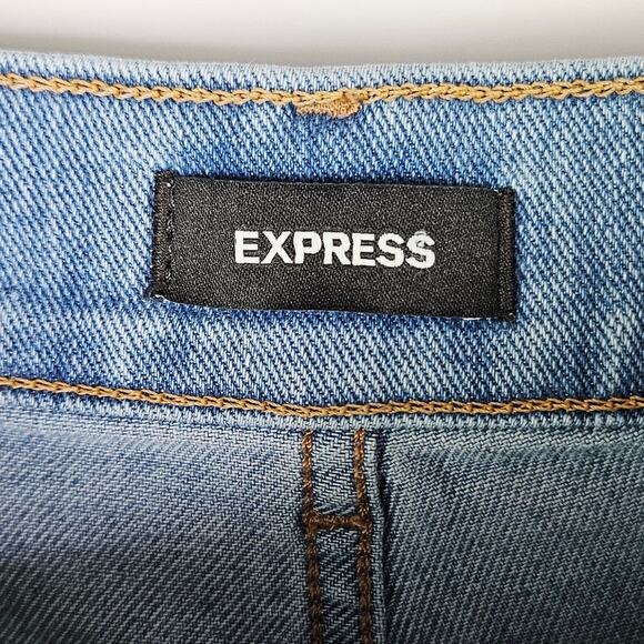 Express Women’s Slim Super High Rise Crop Jeans Size 10S Button Fly Medium Wash - Picture 8 of 9